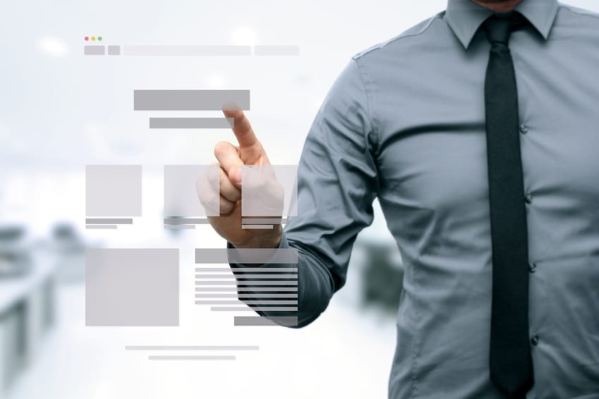 designer presenting website development wireframe